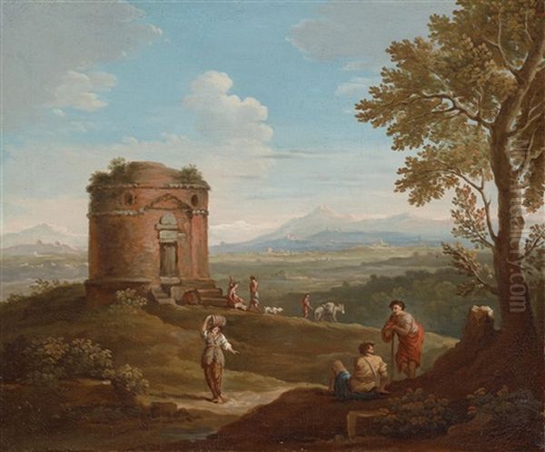 Roman Landscape With The Tor De" Schiavi And Figures - view 1