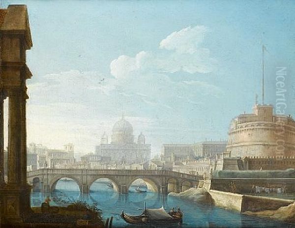 The Tiber With The Castel Sant'angelo And Saint Peter's Beyond - view 1