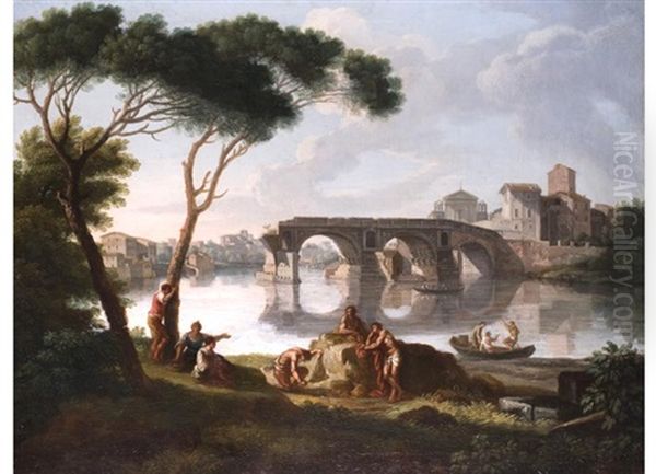 Romische Stadtansicht Mit Blick Auf Den Tiber Und Ponte Rotto - view 1