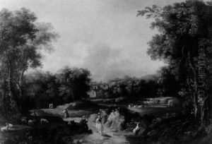 Sudlandische Landschaft Bei Rom Mit Staffage by Giovanni Battista Busiri