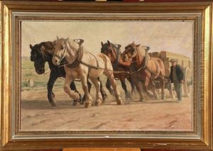 Paysan Et Son Attelage by Constant (Eugene) de Busschere