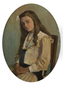 Jeune Fille Au Collier Rouge by Constant (Eugene) de Busschere