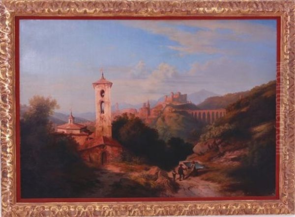 View Of Spoleto, A View Of La Rocca Castle, St. Mary's Cathedral And Ponte Delle Torri Canal - view 1