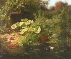 Der Ententeich Im Garten Des Kunstlers by Georg Heinrich Busse