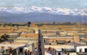 Les Terrasses De Marrakech, Devant L'atlas by Maurice Busset