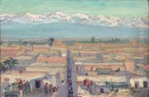 Ville Marocaine, Devant Les Montagnes De L'atlas by Maurice Busset