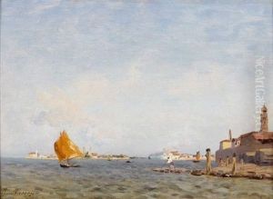 Vue De La Lagune Venitienne Avec Au Fond L'ile De San Michele Vue De La Lagune Venitienne Avec Au Fond L'ile De San Michele