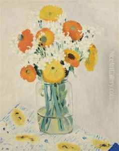 Spring Flowers In A Glass Vase