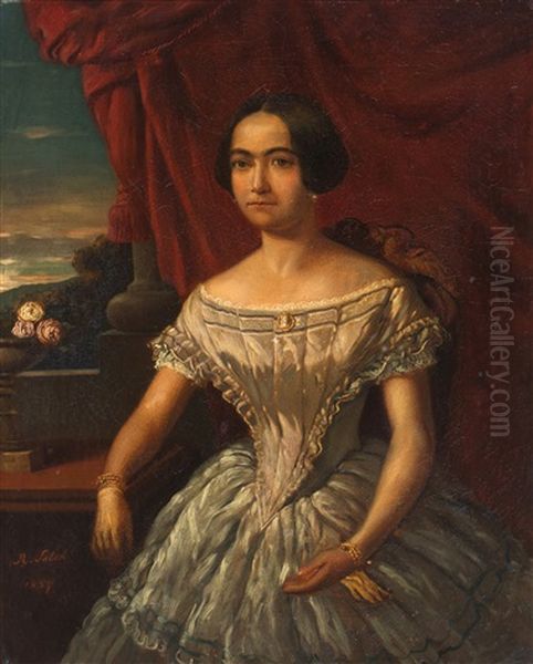Portrait Of Elisabeth Sophia Catharina Ament (1830-1898), Daughter Of Cirebon Resident Tjalling Ament And Married To Gustave Adolph Boutmy - view 1