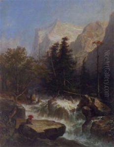Gebirgsbach Vor Dem Wetterhorn by Anton Butler