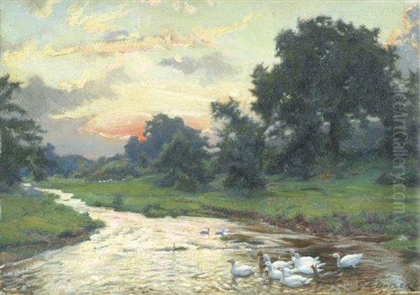 Sunset On The Tillingbourne, Abinger Hammer, Surrey - view 1
