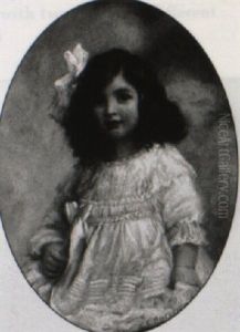Portrait Of A Pretty Young Girl Wearing A Pink Hair Ribbon by Charles Ernest Butler