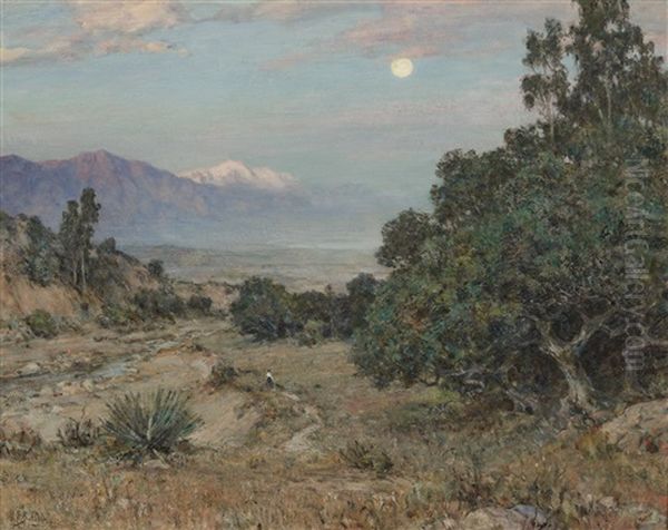 Early Moon Rise With Mountains In The Distance - view 1