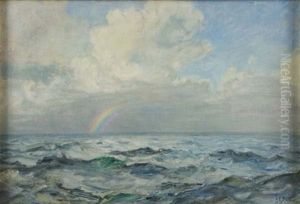 Caribbean Sea, Thunderhead With Rainbow Below