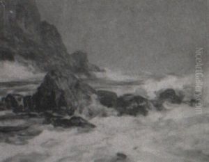 Bald Head Cliff, Ogunquit, Maine, Stormy Sea, Moonlight With Single Star by Howard Russell Butler