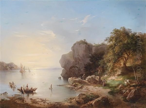 Seelandschaft Mit Blick Auf Eine Bergkirche - view 1