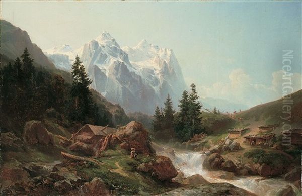 Hochgebirgslandschaft Mit Dem Wetterhorn - view 1