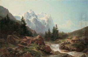 Hochgebirgslandschaft Mit Dem Wetterhorn by Joseph Nikolaus Butler