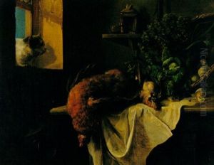 Stilleben Mit Katze by Joseph Nikolaus Butler