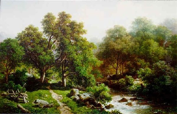 Green Wooded Streamside Landscape - view 1