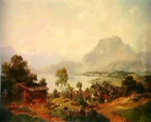 Blick Auf Meggen, Die Vierwaldstattersee Und Pilatus by Joseph Nikolaus Butler