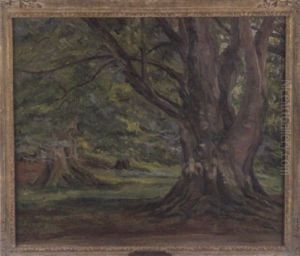 Summer Landscape With Large Tree In Foreground