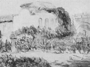 A Flowering Garden In A Courtyard