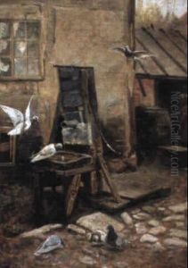 Pigeons At The Pump by Mildred Anne Butler