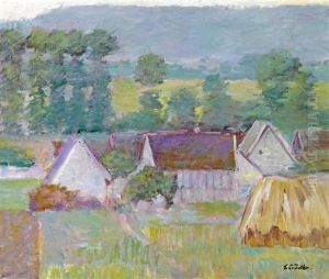 Farmhouses In Autumn, Giverny by Theodore Earl Butler