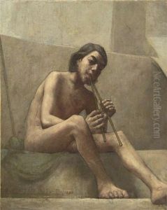 Seated Youth, Playing Aulos by Theodore Earl Butler