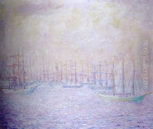 Goelettes Dans Le Port De New York, Effet En Rose Goelettes Dans Le Port De New York, Effet En Rose