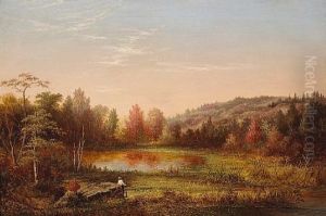 A Hunter In An Extensive Autumn Landscape At Dawn