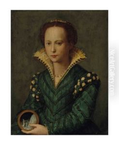 Portrait De Femme, Dit Autrefois De Catherine De Medicis by Giovanni Maria Butteri