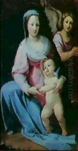 The Madonna And Child Accompanied By An Angel
