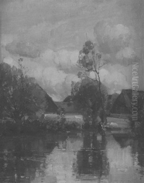 Sommerlandschaft Mit Wascherin Am Flus - view 1