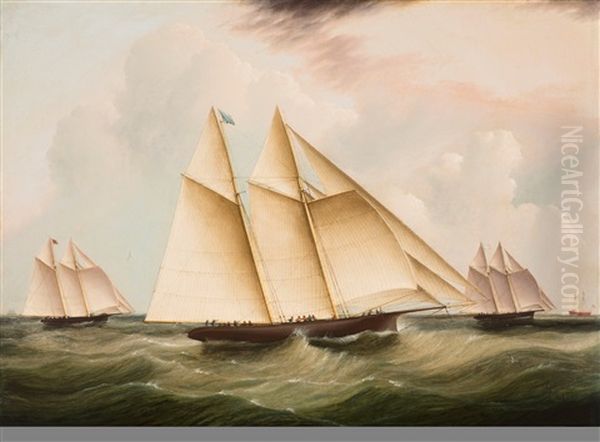 A Frigate Running Past A Port With The Outward-bound Packet "rapid" Off Her Stern - view 1