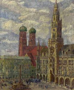 Der Marienplatz In Munchen by Theodor Alt