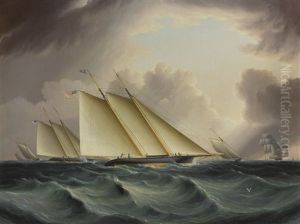 Racing In New York Harbor (fetching The Mark) by James Edward Buttersworth