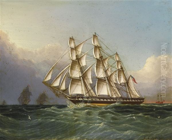 U.s.s. Constitution (old Ironsides) Off Sandy Hook (3 Master Forty Guns) - view 1