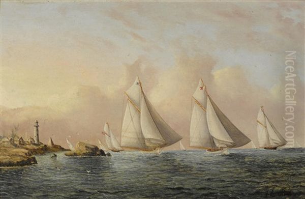 A Race Between The Mayflower, Volunteer And Thistle - view 1