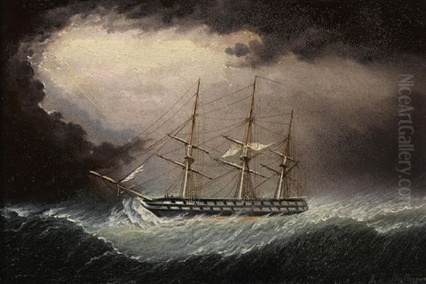 A British Warship In Heavy Weather - view 1