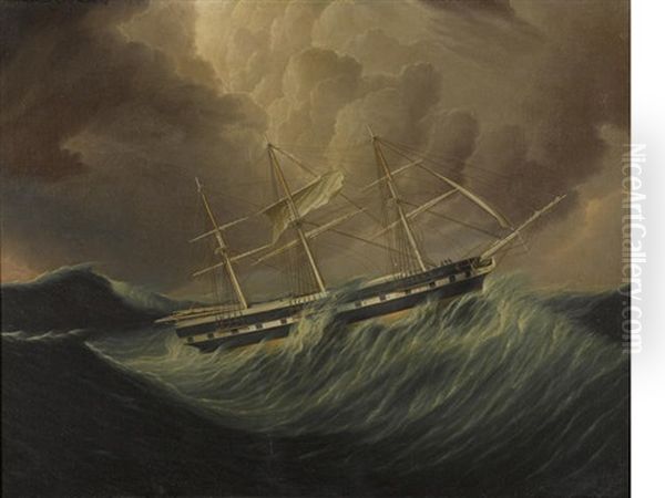The Packet Ship St. Patrick In Rough Seas - view 1