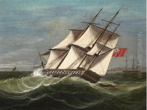 A British Frigate On-the-wind by James Edward Buttersworth