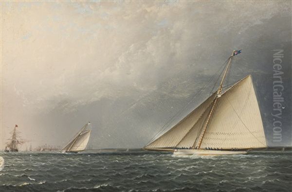 A Racing Scene On Nyack Sound: The Volunteer In The Foreground - view 1