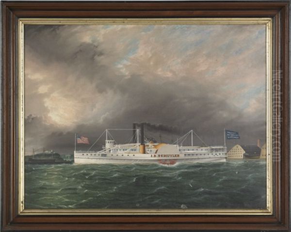 Ship Portrait Of The American Side Wheeler, "j.b. Schuyler", Orient Greenport, And Sag Harbor - view 1