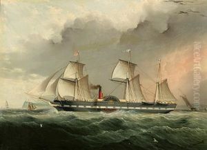 The U.s.m. "washington" Headed Out To Sea With Other Shipping