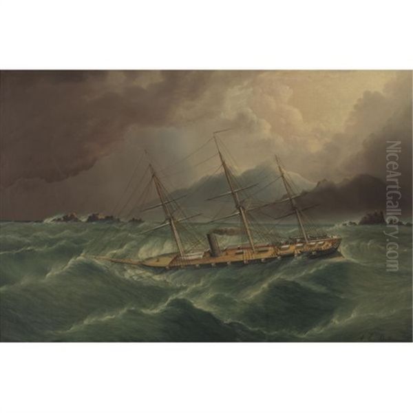 Packet Ship In A Storm At Tierra Del Fuego - view 1