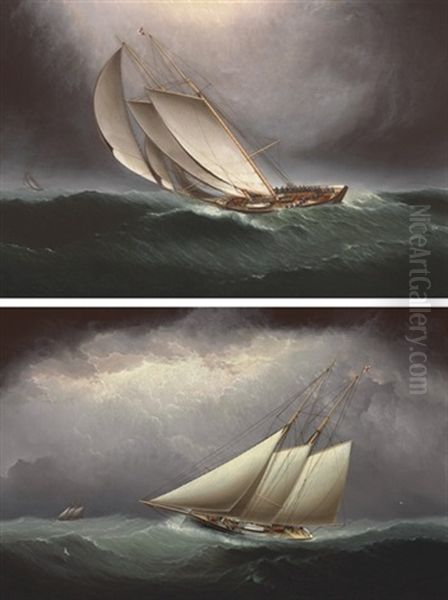 Two Schooners Racing In Heavy Seas (+ The Dauntless; Pair) - view 1