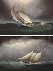 Two Schooners Racing In Heavy Seas (+ The Dauntless; Pair) Two Schooners Racing In Heavy Seas (+ The Dauntless; Pair)