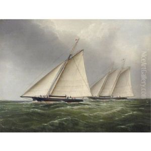 A Sloop And A Schooner Racing